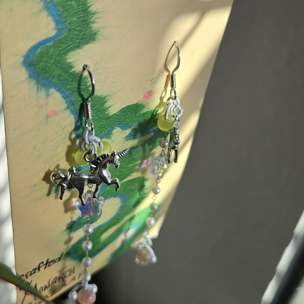 Silver Unicorn Dangle Earrings